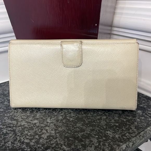 Prada Saffiano Tan Leather Long Fold Over Wallet Purse - Picture 4 of 14